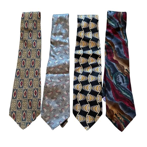 VTG Silk Neck Tie Bundle of 4 Pavia Damon Made in Italy Business Classic Hipster - Picture 1 of 6